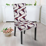 Purple Halloween Witch Hat Pattern Print Dining Chair Slipcover