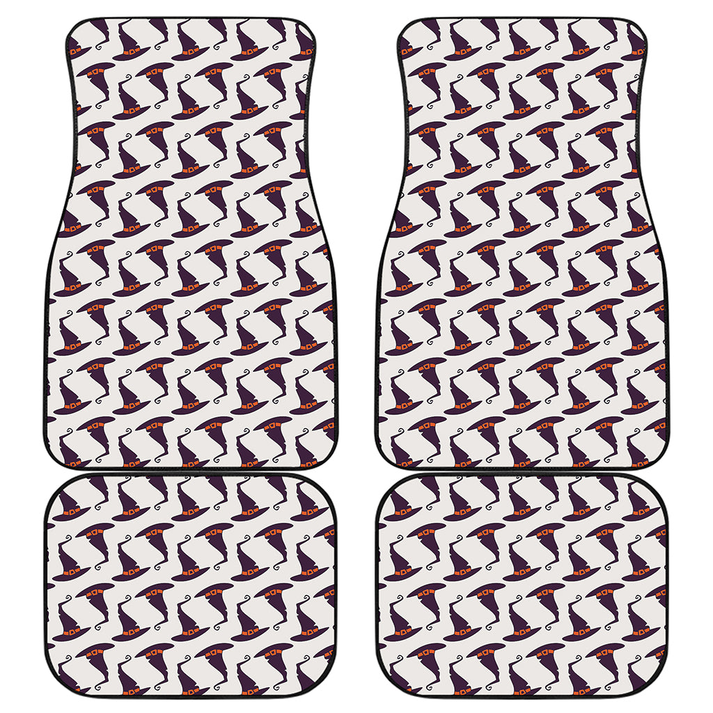 Purple Halloween Witch Hat Pattern Print Front and Back Car Floor Mats