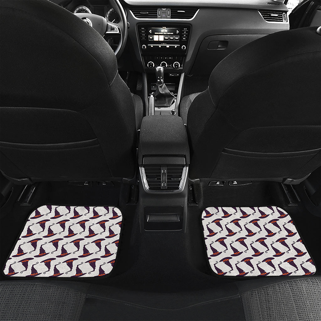 Purple Halloween Witch Hat Pattern Print Front and Back Car Floor Mats