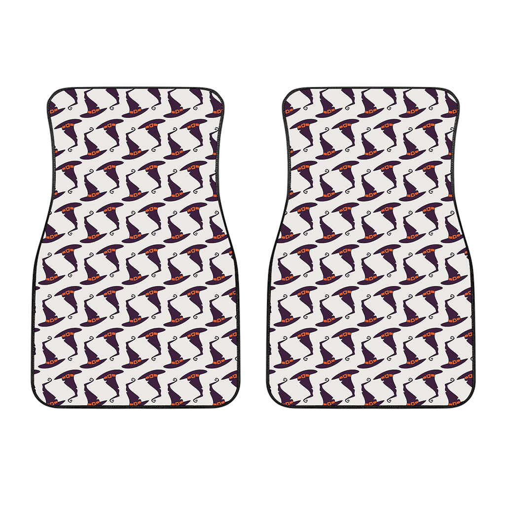 Purple Halloween Witch Hat Pattern Print Front Car Floor Mats