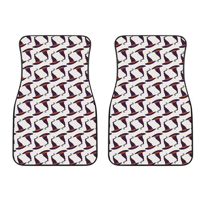 Purple Halloween Witch Hat Pattern Print Front Car Floor Mats