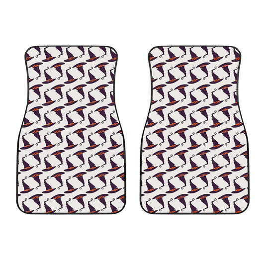 Purple Halloween Witch Hat Pattern Print Front Car Floor Mats