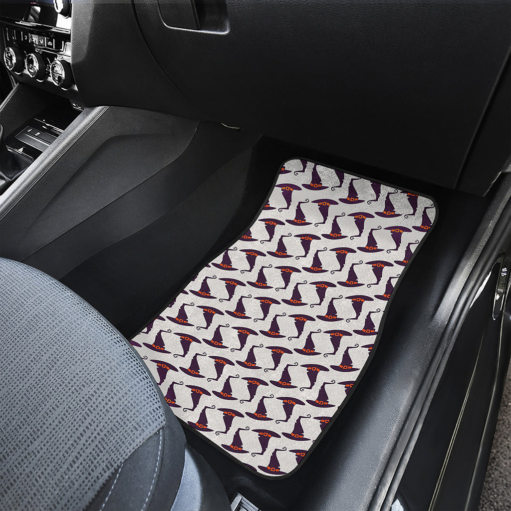 Purple Halloween Witch Hat Pattern Print Front Car Floor Mats