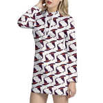 Purple Halloween Witch Hat Pattern Print Hoodie Dress