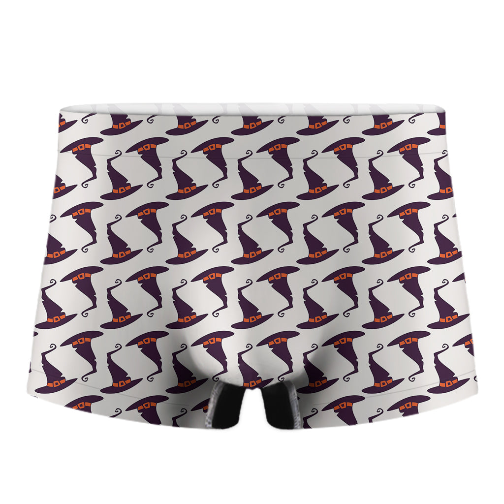 Purple Halloween Witch Hat Pattern Print Men's Boxer Briefs