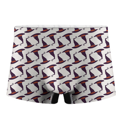Purple Halloween Witch Hat Pattern Print Men's Boxer Briefs