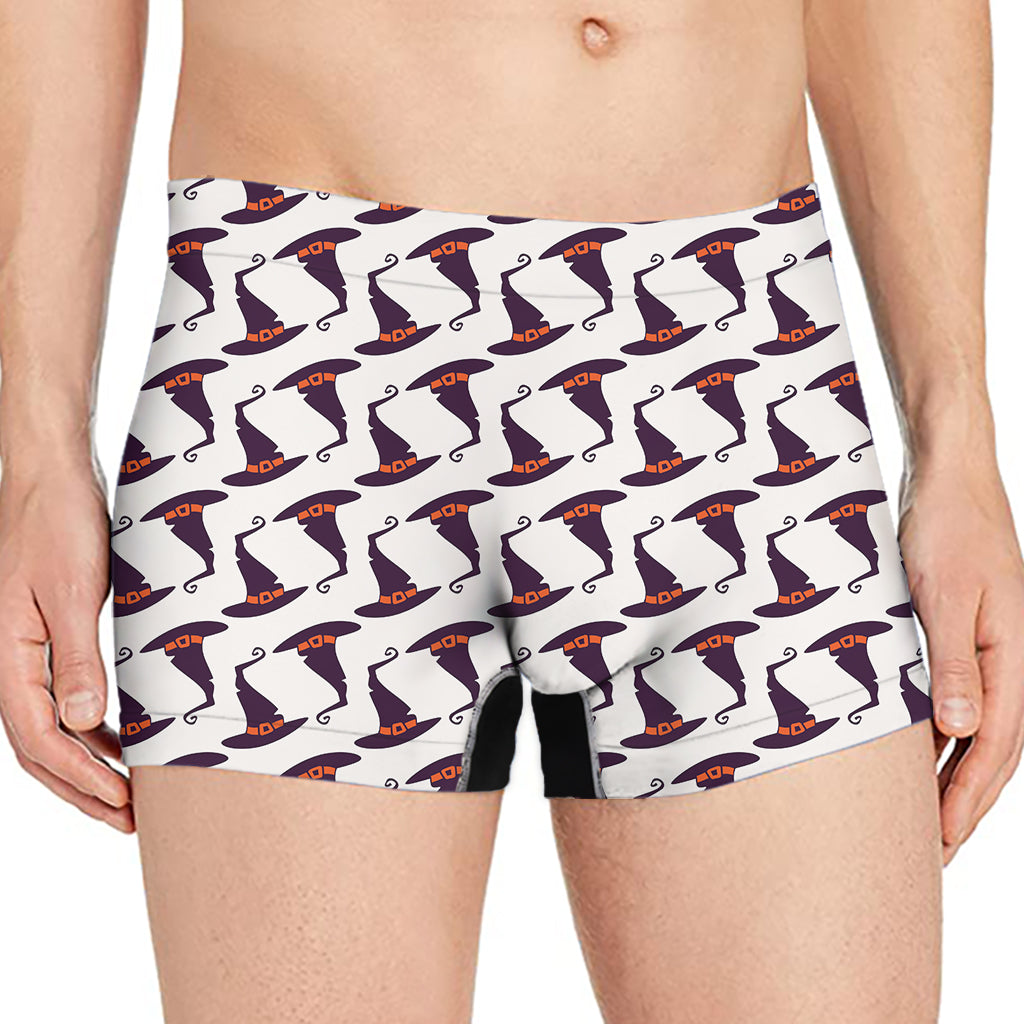 Purple Halloween Witch Hat Pattern Print Men's Boxer Briefs