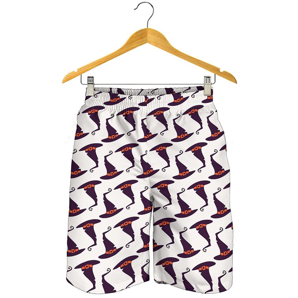 Purple Halloween Witch Hat Pattern Print Men's Shorts