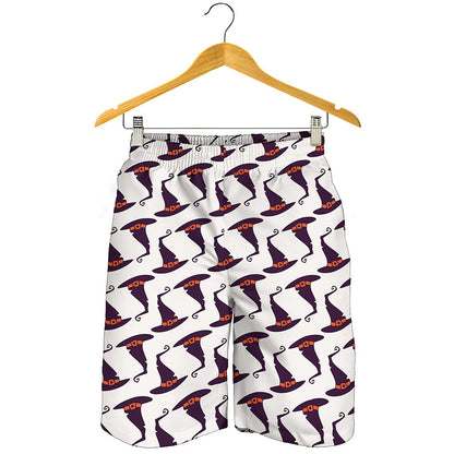 Purple Halloween Witch Hat Pattern Print Men's Shorts