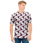 Purple Halloween Witch Hat Pattern Print Men's T-Shirt