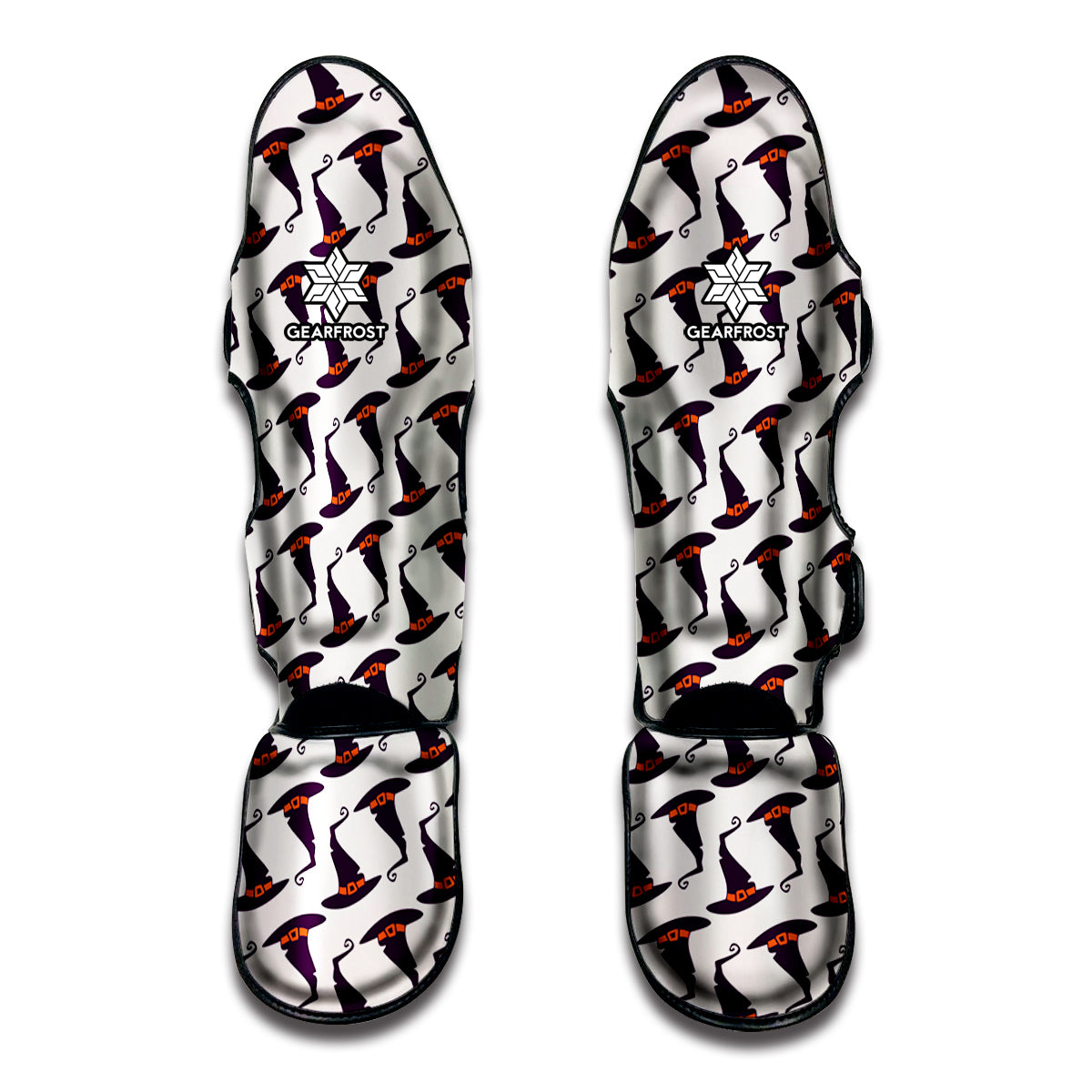 Purple Halloween Witch Hat Pattern Print Muay Thai Shin Guard