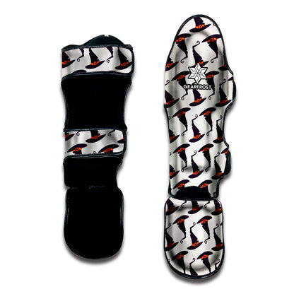 Purple Halloween Witch Hat Pattern Print Muay Thai Shin Guard