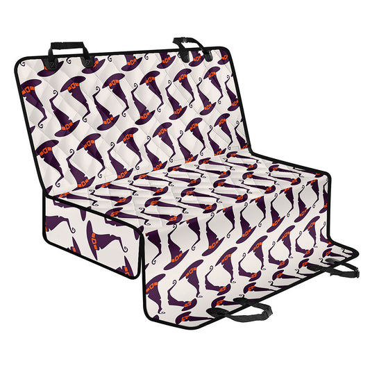 Purple Halloween Witch Hat Pattern Print Pet Car Back Seat Cover