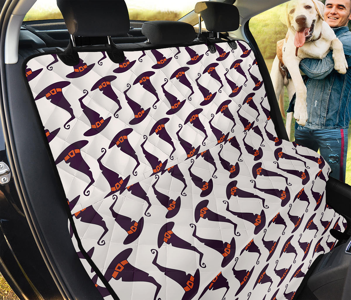 Purple Halloween Witch Hat Pattern Print Pet Car Back Seat Cover
