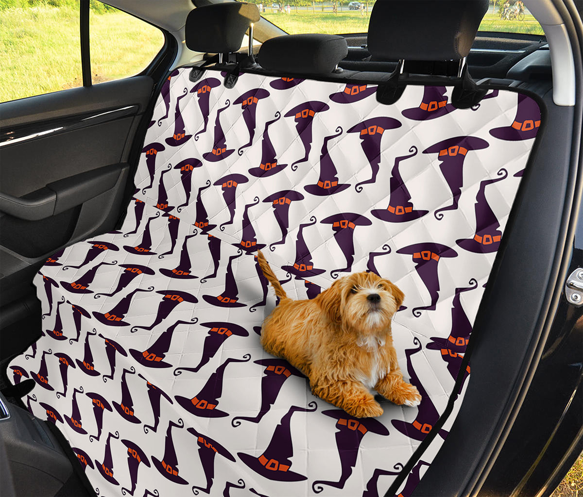 Purple Halloween Witch Hat Pattern Print Pet Car Back Seat Cover
