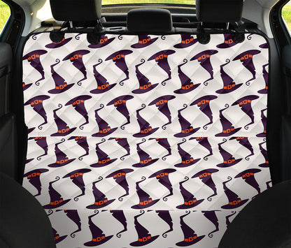 Purple Halloween Witch Hat Pattern Print Pet Car Back Seat Cover