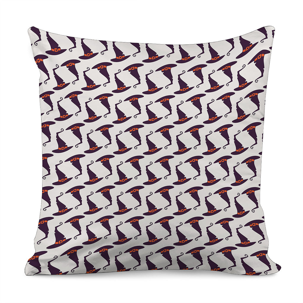 Purple Halloween Witch Hat Pattern Print Pillow Cover