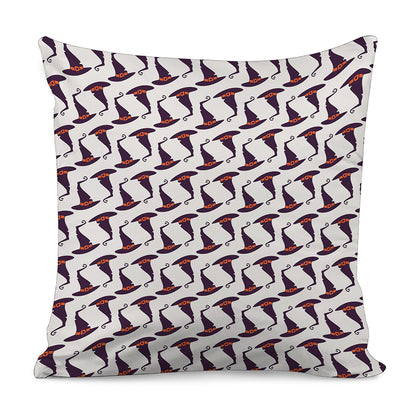 Purple Halloween Witch Hat Pattern Print Pillow Cover