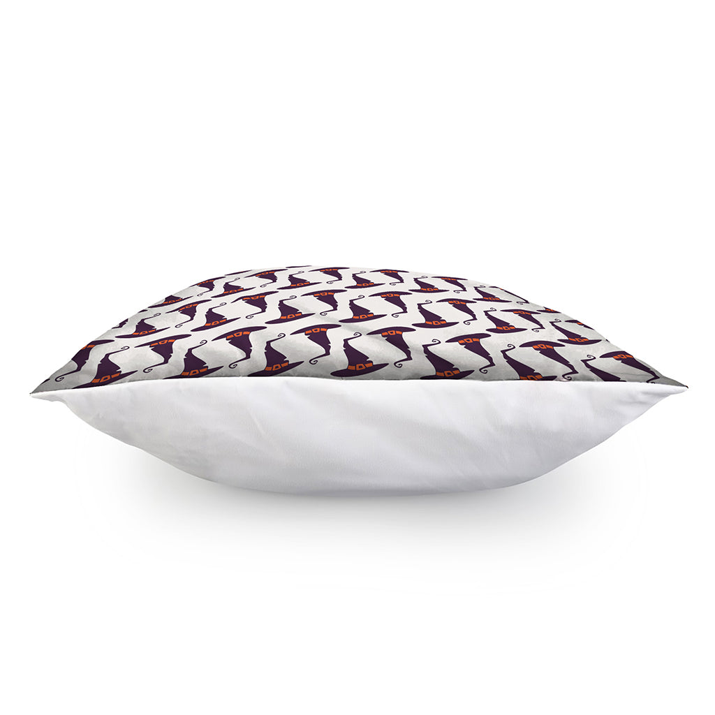 Purple Halloween Witch Hat Pattern Print Pillow Cover