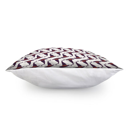 Purple Halloween Witch Hat Pattern Print Pillow Cover