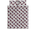 Purple Halloween Witch Hat Pattern Print Quilt Bed Set
