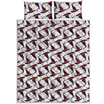 Purple Halloween Witch Hat Pattern Print Quilt Bed Set