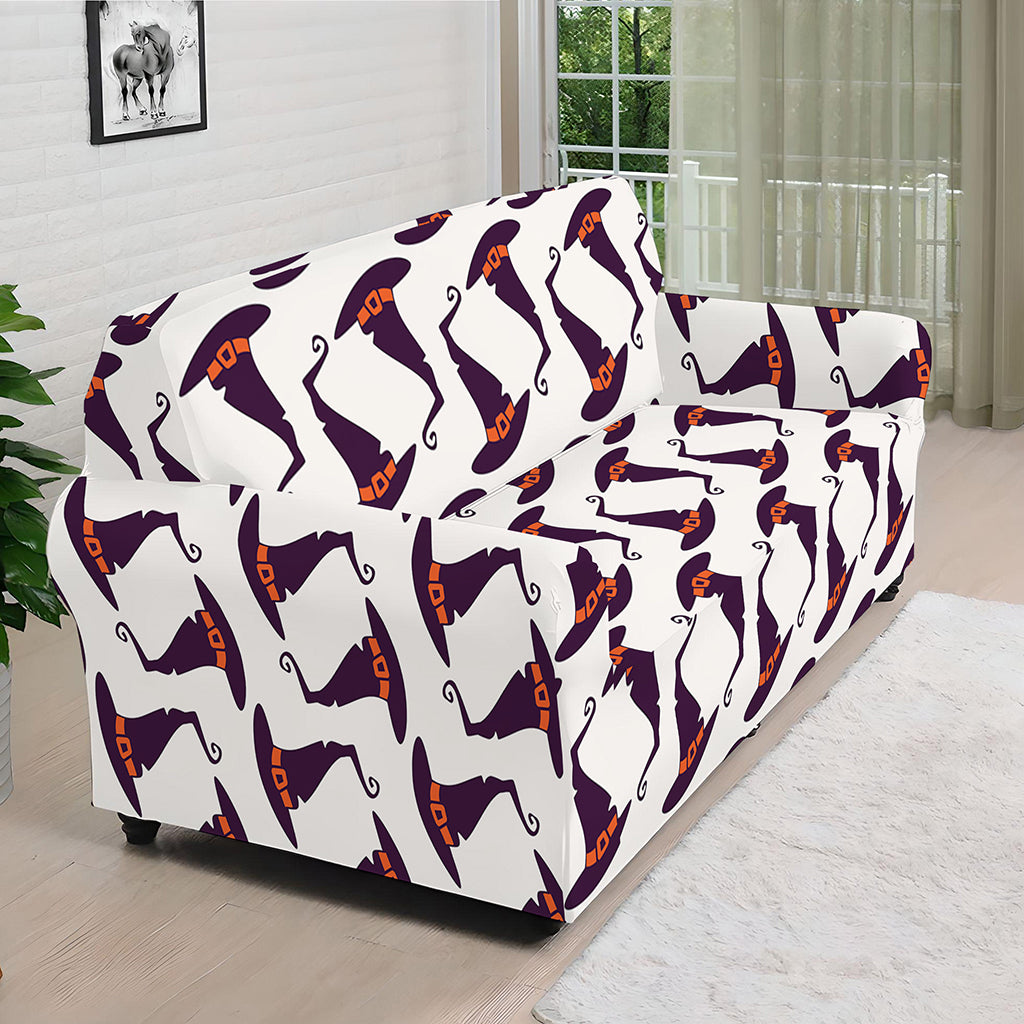 Purple Halloween Witch Hat Pattern Print Sofa Cover