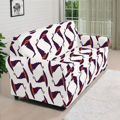 Purple Halloween Witch Hat Pattern Print Sofa Cover