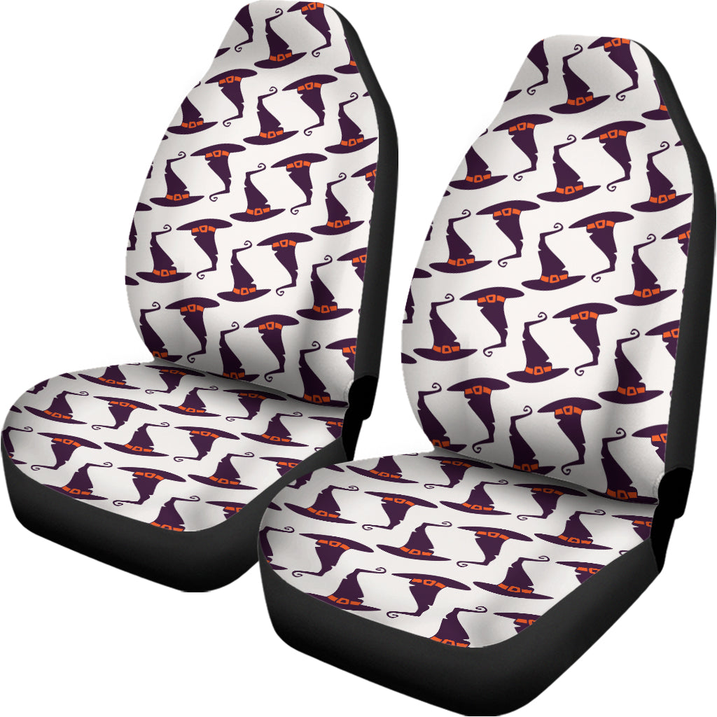 Purple Halloween Witch Hat Pattern Print Universal Fit Car Seat Covers