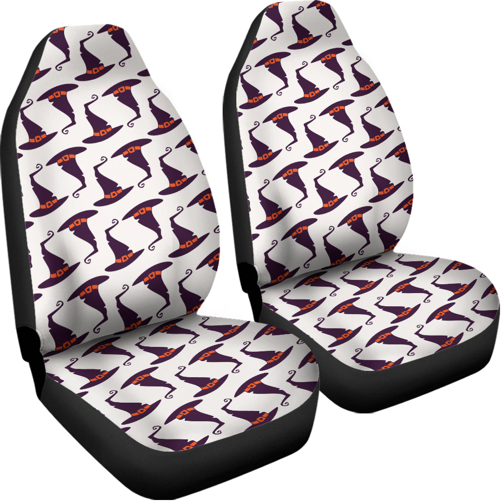 Purple Halloween Witch Hat Pattern Print Universal Fit Car Seat Covers