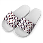Purple Halloween Witch Hat Pattern Print White Slide Sandals