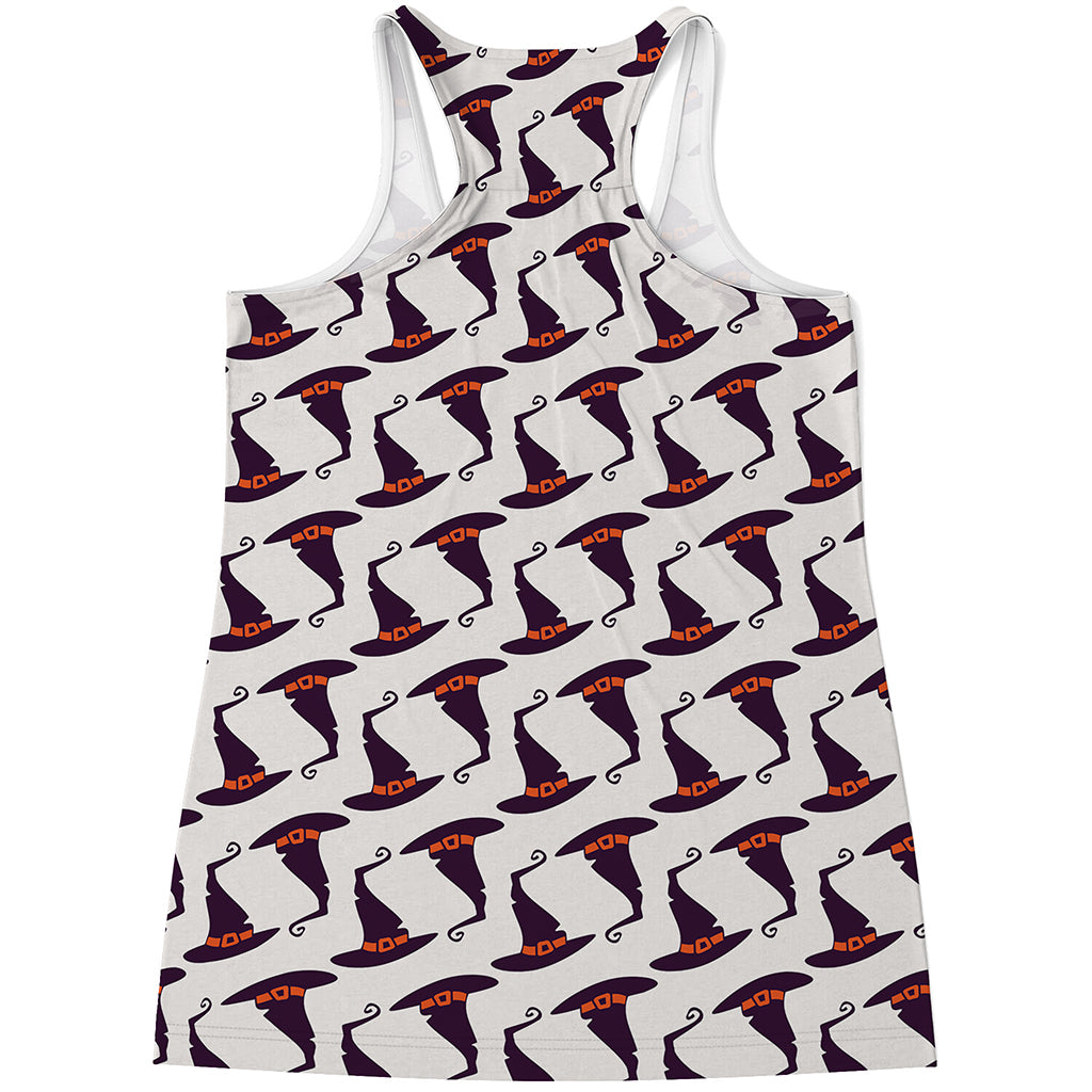 Purple Halloween Witch Hat Pattern Print Women's Racerback Tank Top