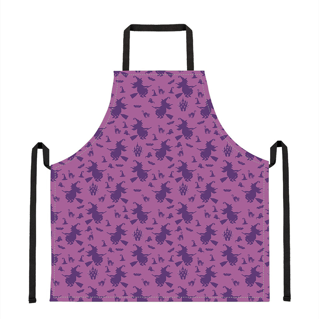 Purple Halloween Witch Pattern Print Apron