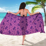 Purple Halloween Witch Pattern Print Beach Sarong Wrap