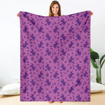 Purple Halloween Witch Pattern Print Blanket