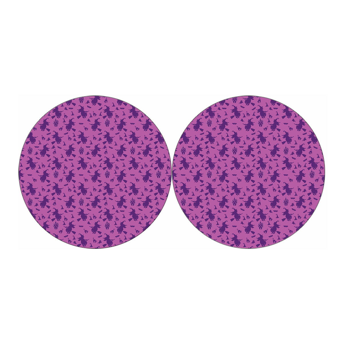 Purple Halloween Witch Pattern Print Car Coasters