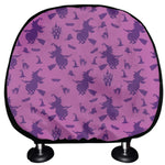 Purple Halloween Witch Pattern Print Car Headrest Covers