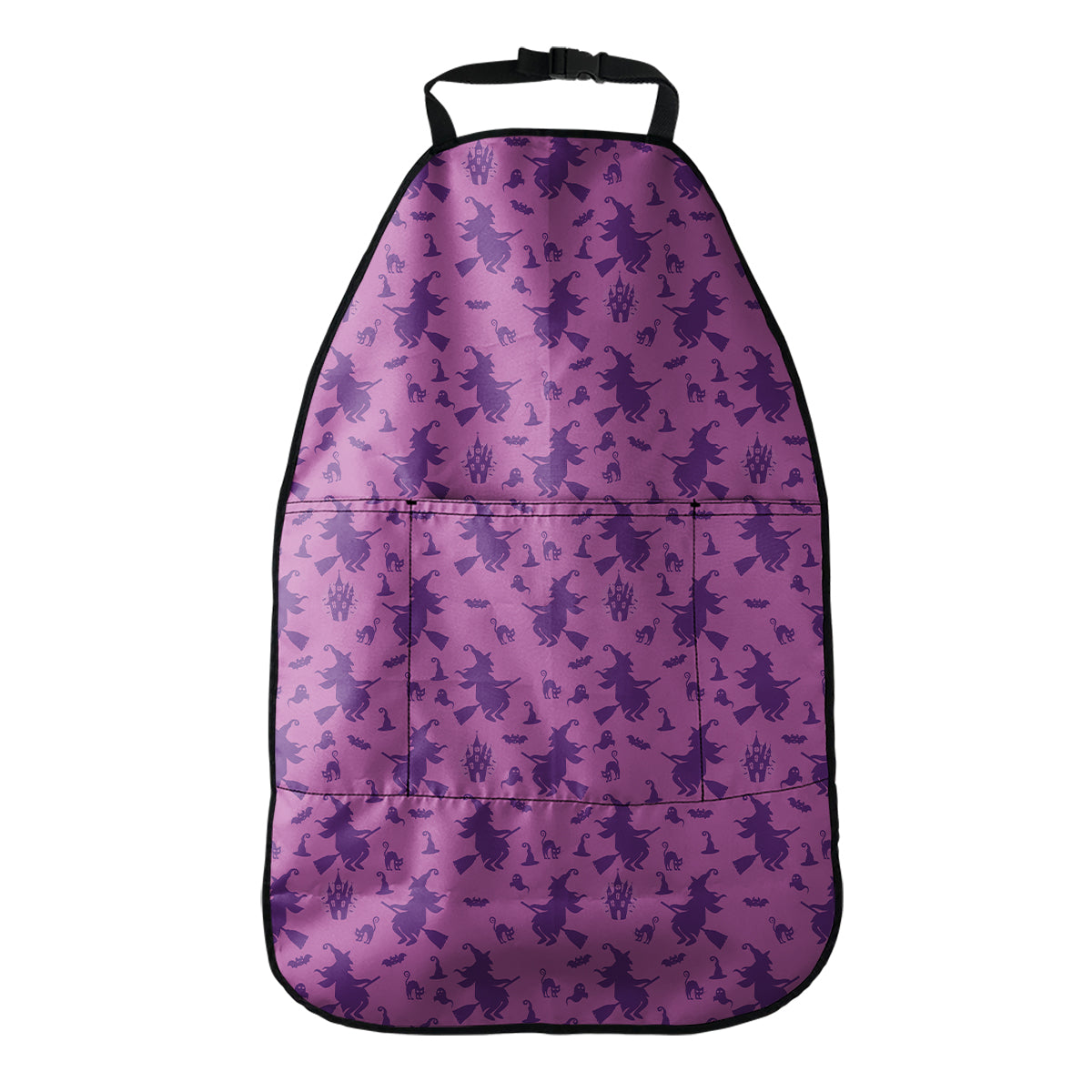 Purple Halloween Witch Pattern Print Car Seat Organizers