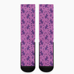 Purple Halloween Witch Pattern Print Crew Socks