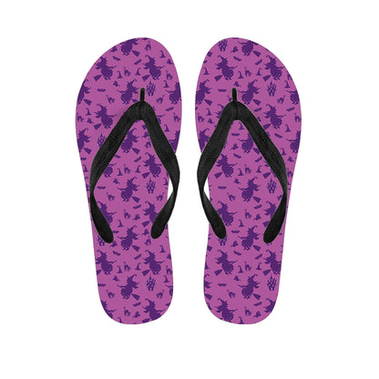 Purple Halloween Witch Pattern Print Flip Flops