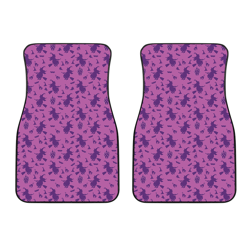 Purple Halloween Witch Pattern Print Front Car Floor Mats