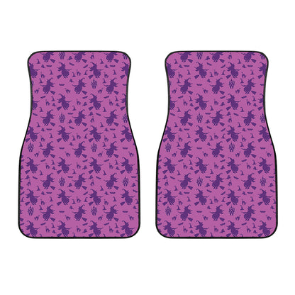 Purple Halloween Witch Pattern Print Front Car Floor Mats