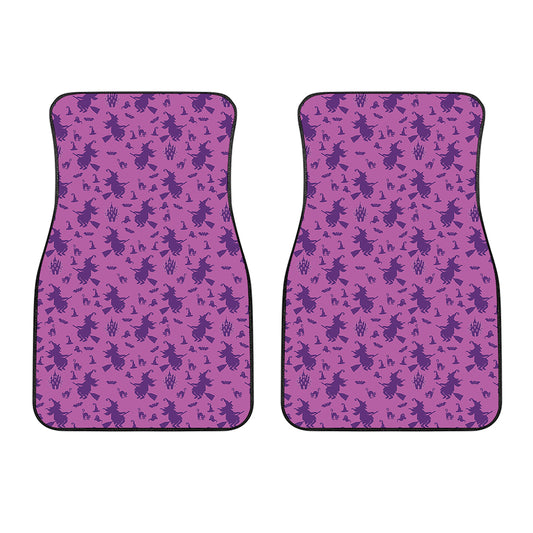 Purple Halloween Witch Pattern Print Front Car Floor Mats