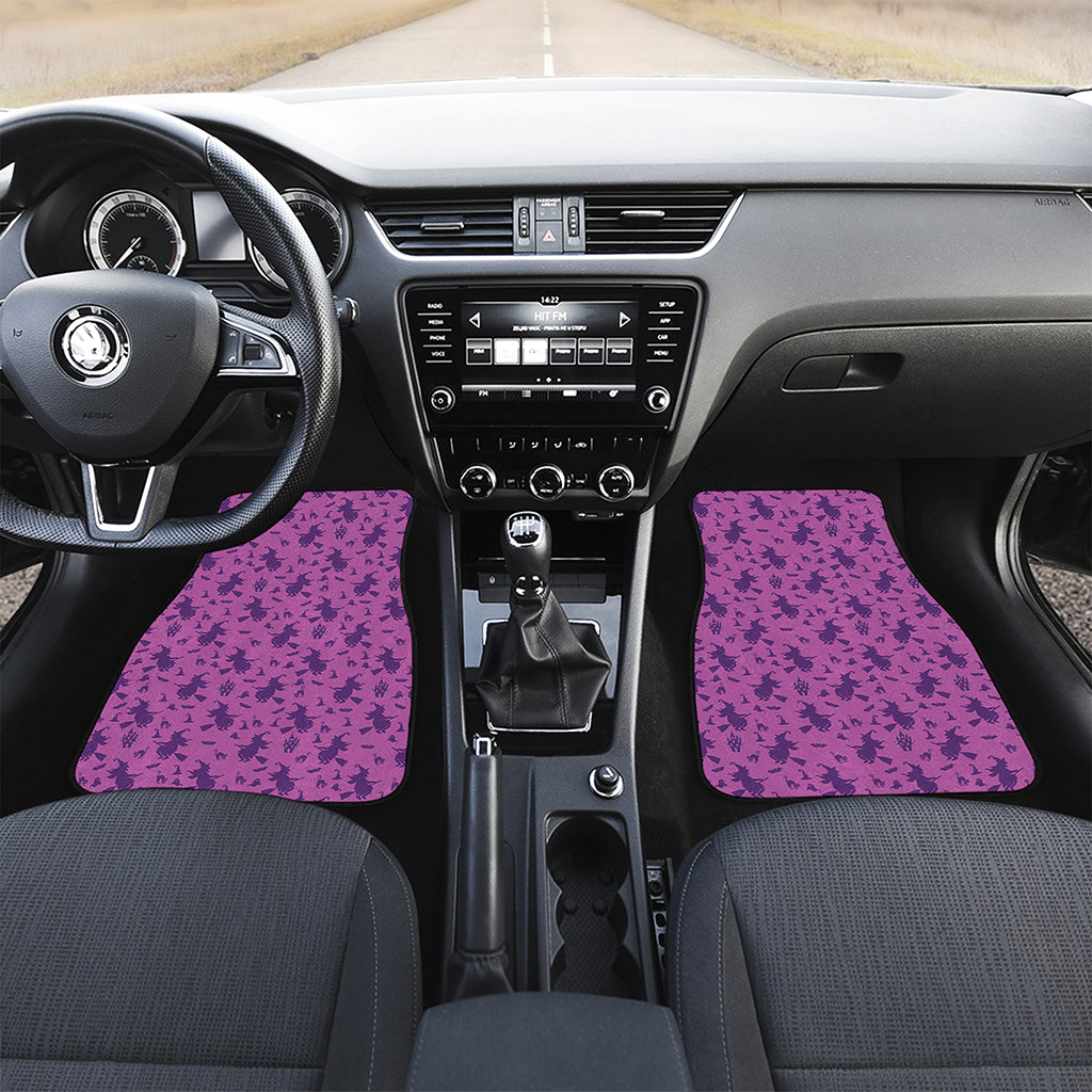 Purple Halloween Witch Pattern Print Front Car Floor Mats