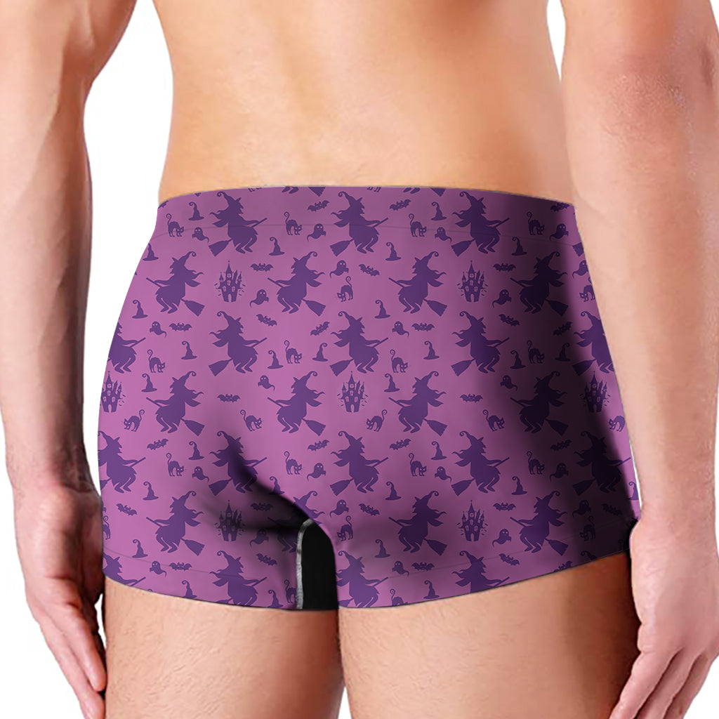 Purple Halloween Witch Pattern Print Men's Boxer Briefs