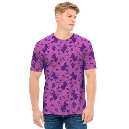 Purple Halloween Witch Pattern Print Men's T-Shirt