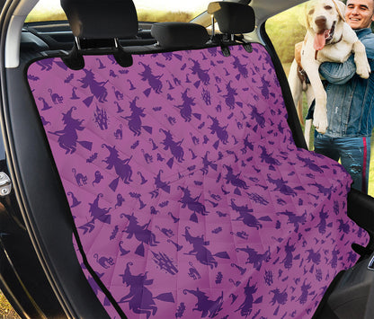 Purple Halloween Witch Pattern Print Pet Car Back Seat Cover