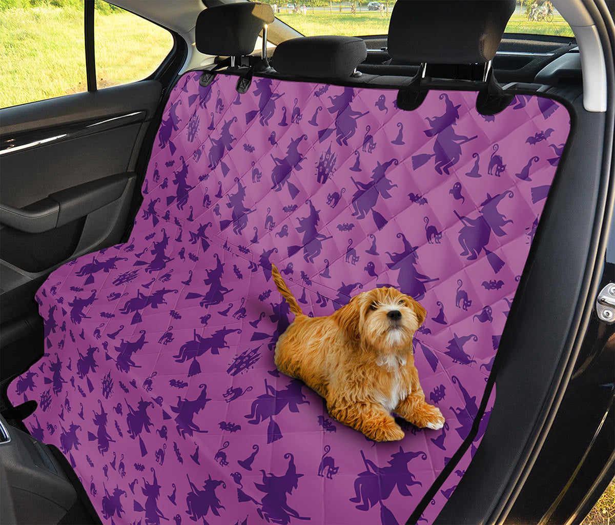 Purple Halloween Witch Pattern Print Pet Car Back Seat Cover