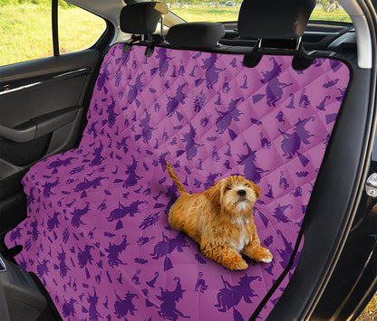 Purple Halloween Witch Pattern Print Pet Car Back Seat Cover