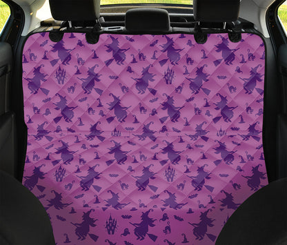Purple Halloween Witch Pattern Print Pet Car Back Seat Cover